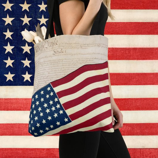 Tote Bag Constitution des États-Unis, drapeau américain