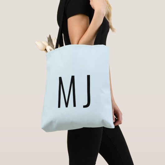 Tote Bag Contemporary Ice Blue Black Text Nom personnalisé (De près)