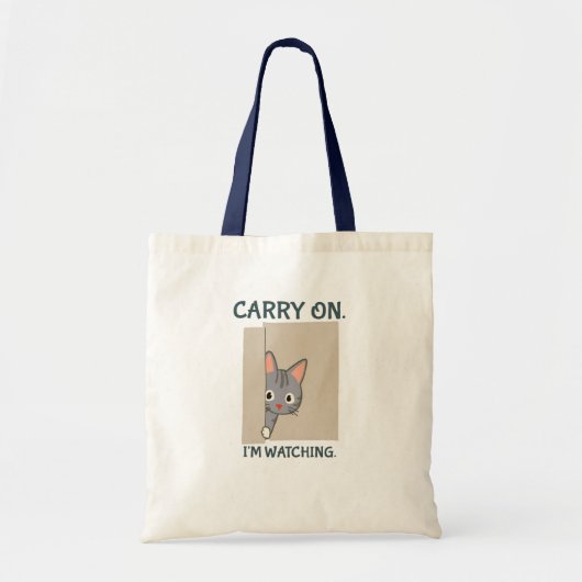 Tote Bag Continue, je regarde le chat gris (Devant)