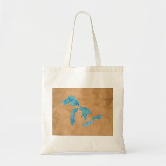 Tote Bag Contour de carte de silhouette de Great Lakes dans (Devant)