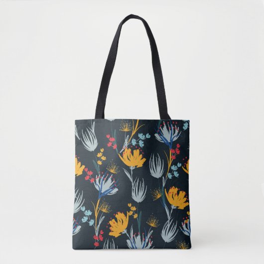 Tote Bag Contraste Brush Floral : Noir sans joint (Devant)