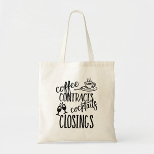 Tote Bag Contrats de café Fermeture Agent immobilier