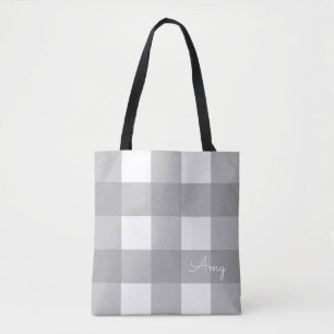 Tote Bag Contrôle gris et blanc personnalisé Fourre-tout 