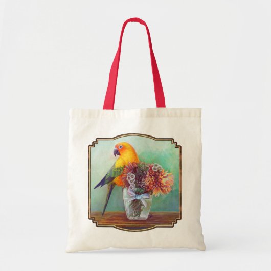 Tote Bag Conure et fleurs de Sun (Devant)
