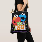 Tote Bag Cookie Monster et Elmo - Tricoter ou traiter (De près)