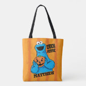 Tote Bag Cookie Monster - Tricoter Ou Traiter | Ajouter Vot (Dos)