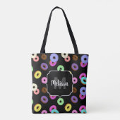 Tote Bag Cool amusant beignets colorés motif noir Monogramm (Dos)