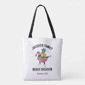 Tote Bag Cool Ananas Famille Réunion Voyage Plage Vacances (Dos)