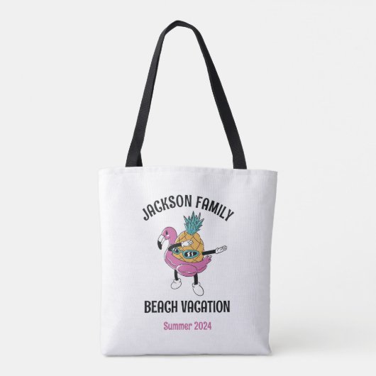 Tote Bag Cool Ananas Famille Réunion Voyage Plage Vacances (Dos)