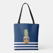 Tote Bag Cool ananas marine Bleu rayé (Dos)