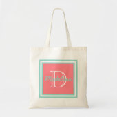 Tote Bag Cool Aqua sur Monogram Coral Pink (Devant)
