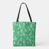 Tote Bag Cool Blanc Retro Raquettes de Tennis Motif Vert (Dos)