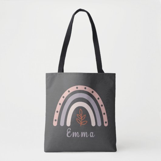 Tote Bag Cool Boho Rainbow avec nom personnalisé (Devant)