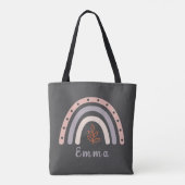 Tote Bag Cool Boho Rainbow avec nom personnalisé (Dos)