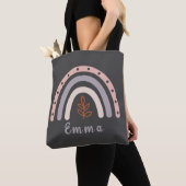 Tote Bag Cool Boho Rainbow avec nom personnalisé (De près)
