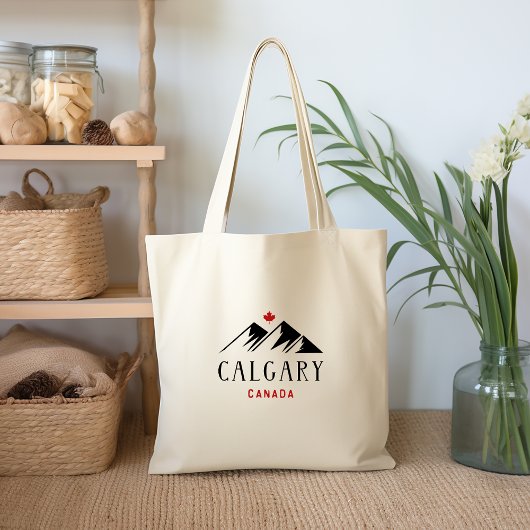 Tote Bag Cool Calgary Canada Mountains Maple Leaf