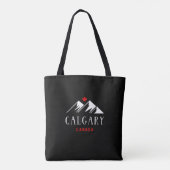 Tote Bag Cool Calgary Canada Mountains Maple Leaf Dark (Dos)