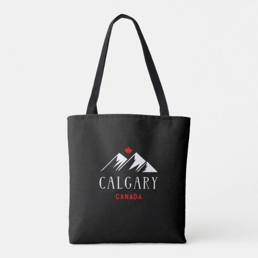 Tote Bag Cool Calgary Canada Mountains Maple Leaf Dark (Dos)