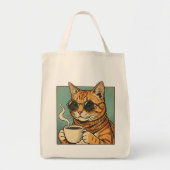 Tote Bag Cool Cat Coffee Retro Style Design for Cat Lovers (Devant)