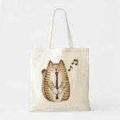 Tote Bag Cool Cat Playing The Clarinet Design Hippy Hipster (Devant)