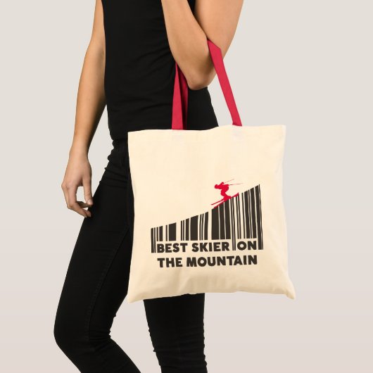 Tote Bag Cool Code Barre Conception Meilleur Ski Sur La Mon (Devant (produit))