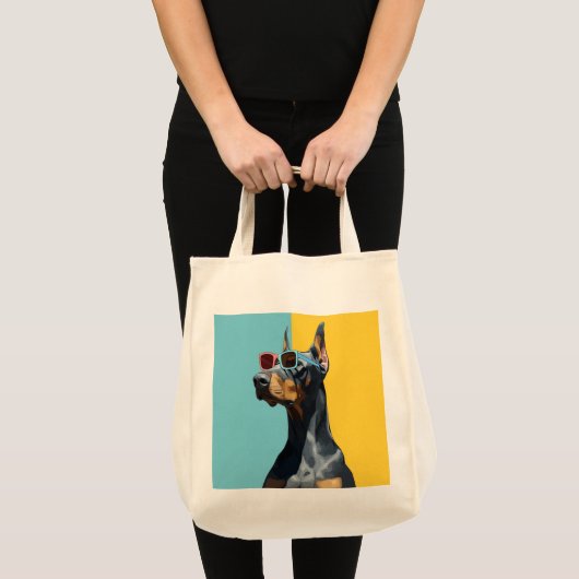 Tote Bag Cool Doberman with sunglasses (Devant (produit))