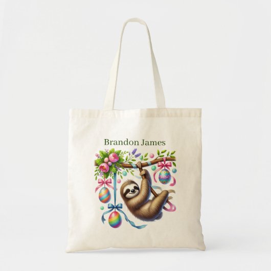 Tote Bag Cool Easter sloth add name (Devant)
