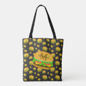 Tote Bag Cool et amusant yummy burger motif Monogramme (Dos)