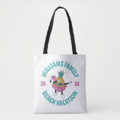 Tote Bag Cool Été Ananas Famille Plage Vacances (Devant)