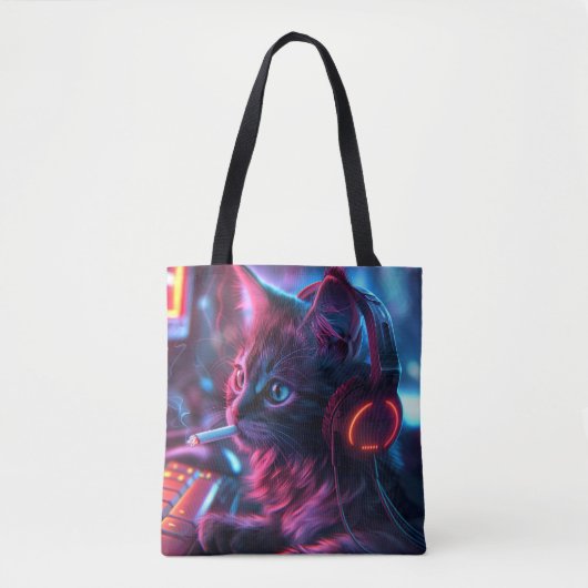 Tote Bag Cool Gamer Chat Fumer drôle (Devant)