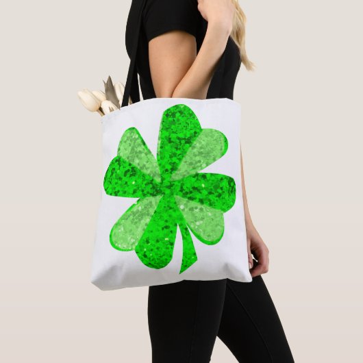 Tote Bag Cool Green Chimmering Shamrock St. Patrick's Day (De près)