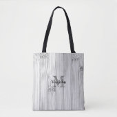 Tote Bag Cool gris imprimé bois de bambou Monogramme (Devant)