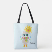 Tote Bag Cool Llama et souriant Kawaii Sun (Dos)