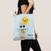 Tote Bag Cool Llama et souriant Kawaii Sun (De près)
