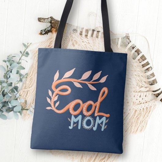Tote Bag Cool Maman Lettres à la main Marine Bleu Mère`s Da