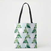 Tote Bag Cool Mint Green Tropical Triangles Motif (Devant)