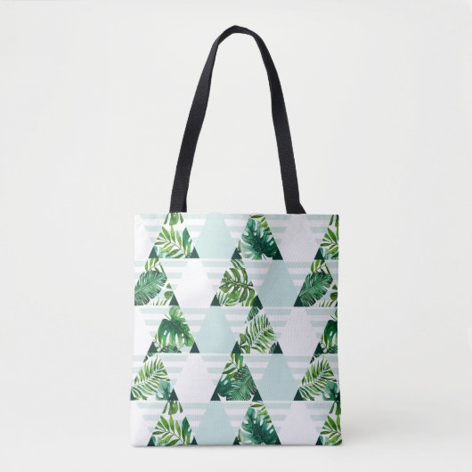 Tote Bag Cool Mint Green Tropical Triangles Motif (Devant)