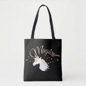 Tote Bag Cool moderne Black Magique Unicorn (Devant)