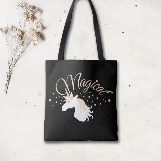 Tote Bag Cool moderne Black Magique Unicorn