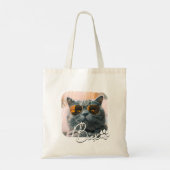 Tote Bag Cool moderne de chat Grunge Nom et photo (Dos)