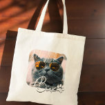 Tote Bag Cool moderne de chat Grunge Nom et photo<br><div class="desc">Ce design simple et moderne est composé d'une typographie de script simple et moderne. Ajoutez une photo personnalisée de votre chat ou chaton</div>