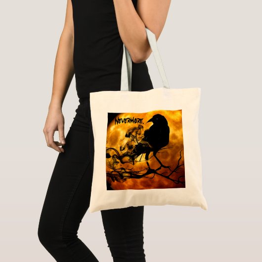 Tote Bag Cool 'Nevermore' Raven Orange Moon Fantômes Sagy (Devant (produit))