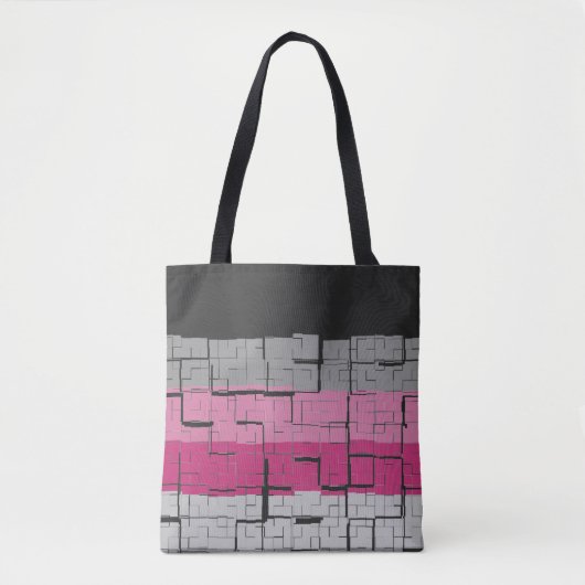 Tote Bag Cool noir blanc gris magenta rose Motif (Devant)