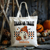 Tote Bag Cool Personnalisé Retro Ghost Trick Ou Treat Candy