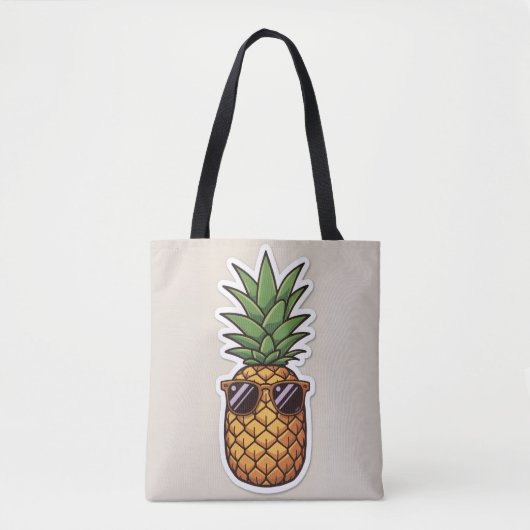 Tote Bag Cool Pineapple with Sunglasses (Devant)