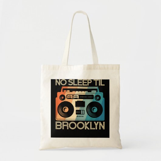 Tote Bag Cool Retro No Sleep Til Brooklyn, Old School Porta (Devant)