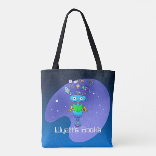 Tote Bag Cool Robot Lecture & Apprentissage En Galaxie Pers (Dos)