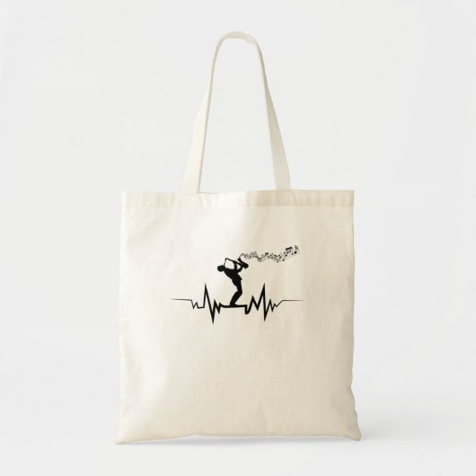 Tote Bag Cool Saxophone Heartbeat Pour Musiciens (Devant)