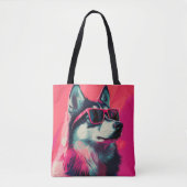 Tote Bag Cool Siberian Husky dog with sunglasses (Devant)