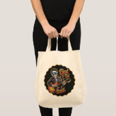 Tote Bag Cool Skeleton Bad to the Bone avec guitare (Devant (produit))